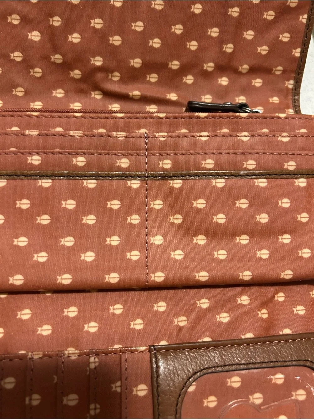 Fossil Floral Canvas Wallet with Brown Trim and Multicolor Print